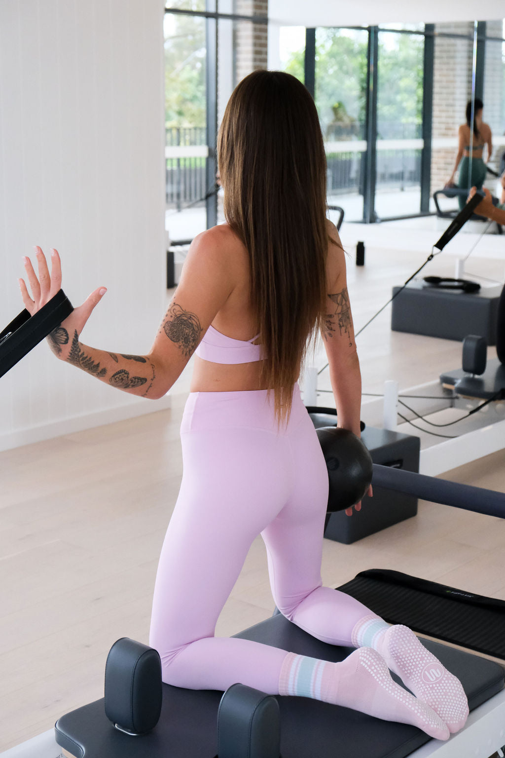 Close-up of Balmain Legging Pink fabric