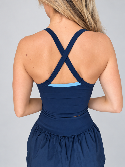 Atlantis Singlet - Navy/ Skye Blue